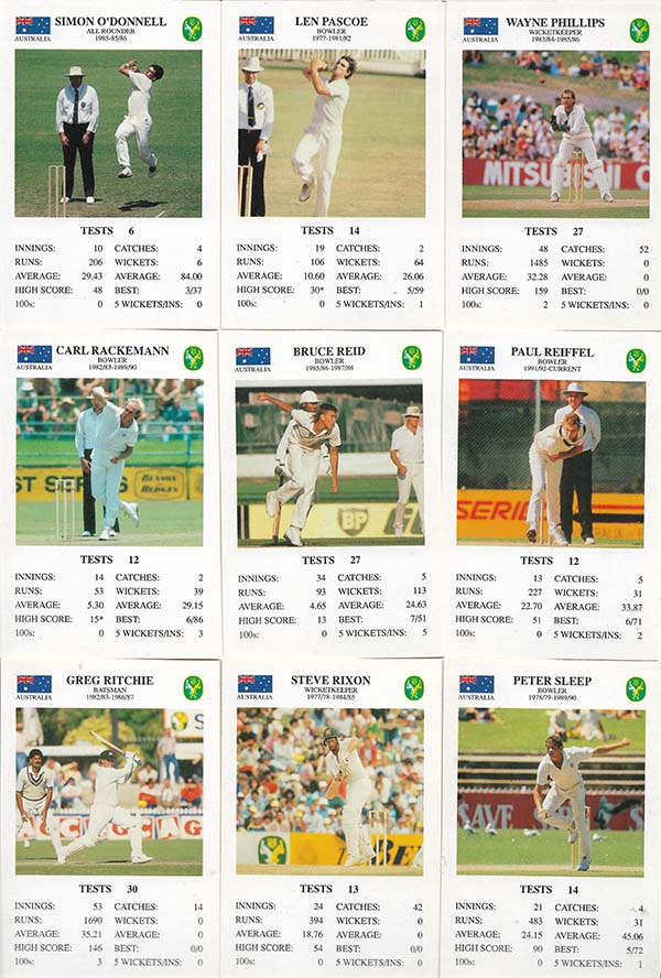 Spears 1993-94 Test Match Card Game