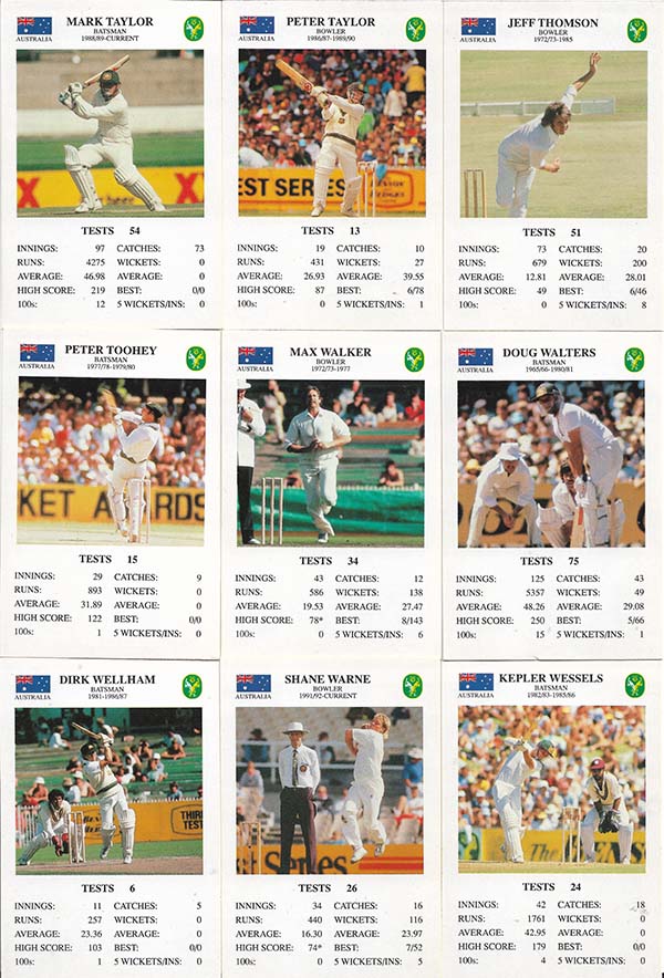 Spears 1993-94 Test Match Card Game